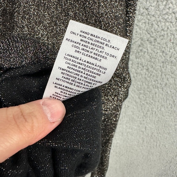 Velvet Sweater Womens S Metallic Black Silver Lurex Silk Blend Party Glam Boho - Picture 6 of 7